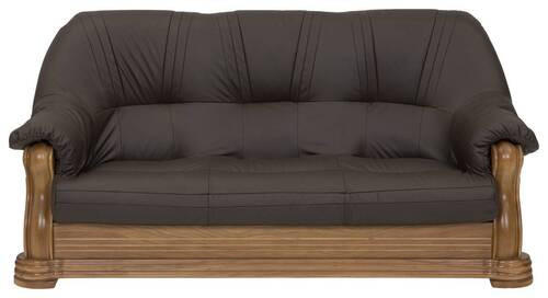 3-SITZER-SOFA in Echtleder Braun - Eichefarben/Braun, Konventionell, Leder/Holz (195/95/94cm) - Max Winzer