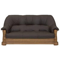 3-SITZER-SOFA in Echtleder Braun  - Eichefarben/Braun, Konventionell, Leder/Holz (195/95/94cm) - Max Winzer