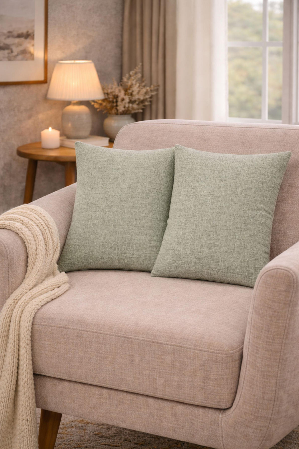 ZIERKISSEN  40/40 cm   - Salbeigrün, Basics, Textil (40/40cm)
