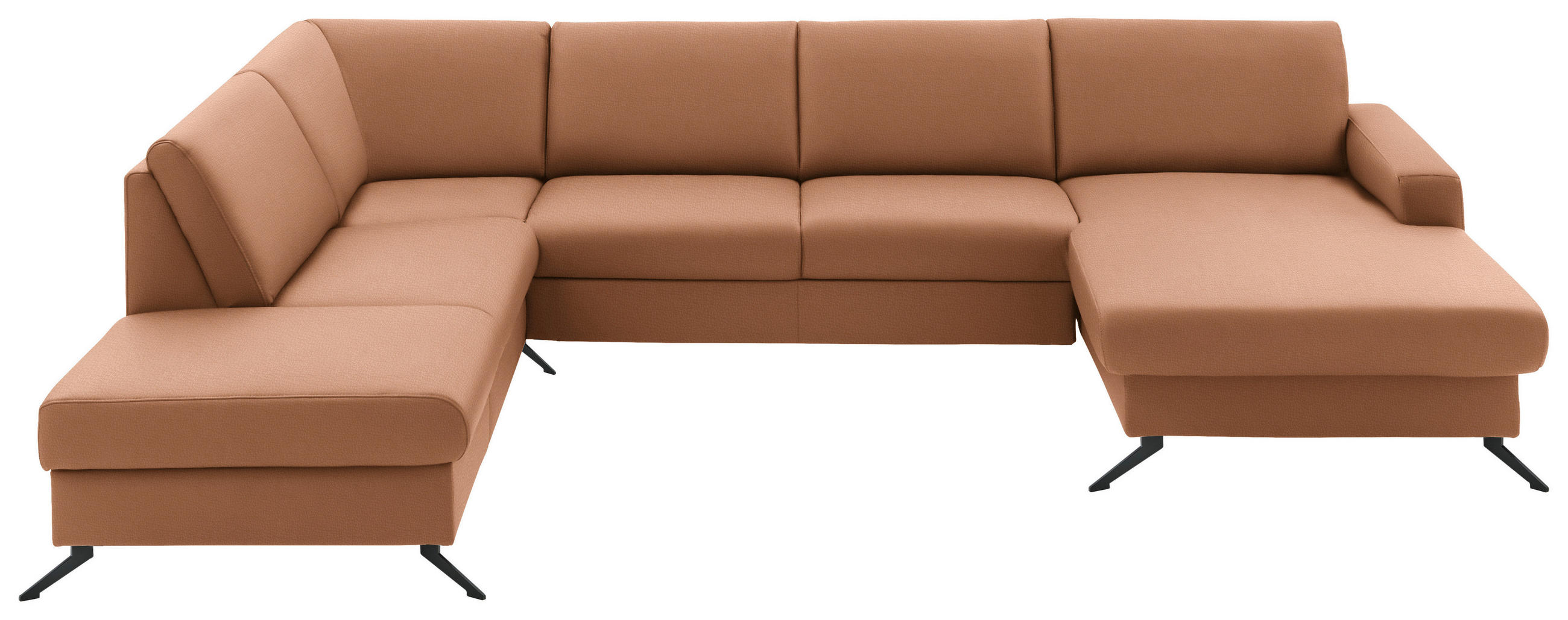 WOHNLANDSCHAFT in Echtleder Beigebraun  - Beigebraun/Schwarz, Design, Leder/Metall (233/339/165cm) - Beldomo Premium