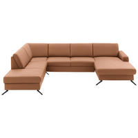 WOHNLANDSCHAFT in Echtleder Beigebraun  - Beigebraun/Schwarz, Design, Leder/Metall (233/339/165cm) - Beldomo Premium