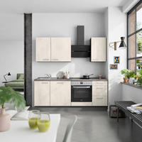 KÜCHENBLOCK Riva 210 cm  in Weiß, Schieferfarben  - Schieferfarben/Edelstahlfarben, MODERN, Holzwerkstoff/Metall (210cm) - Nobilia