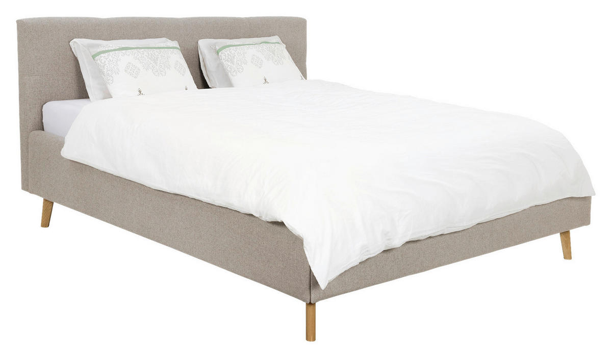 POLSTERBETT 200/200 cm,  in Beige,  - Eichefarben/Beige, MODERN, Holz/Textil (200/200cm) - MID.YOU
