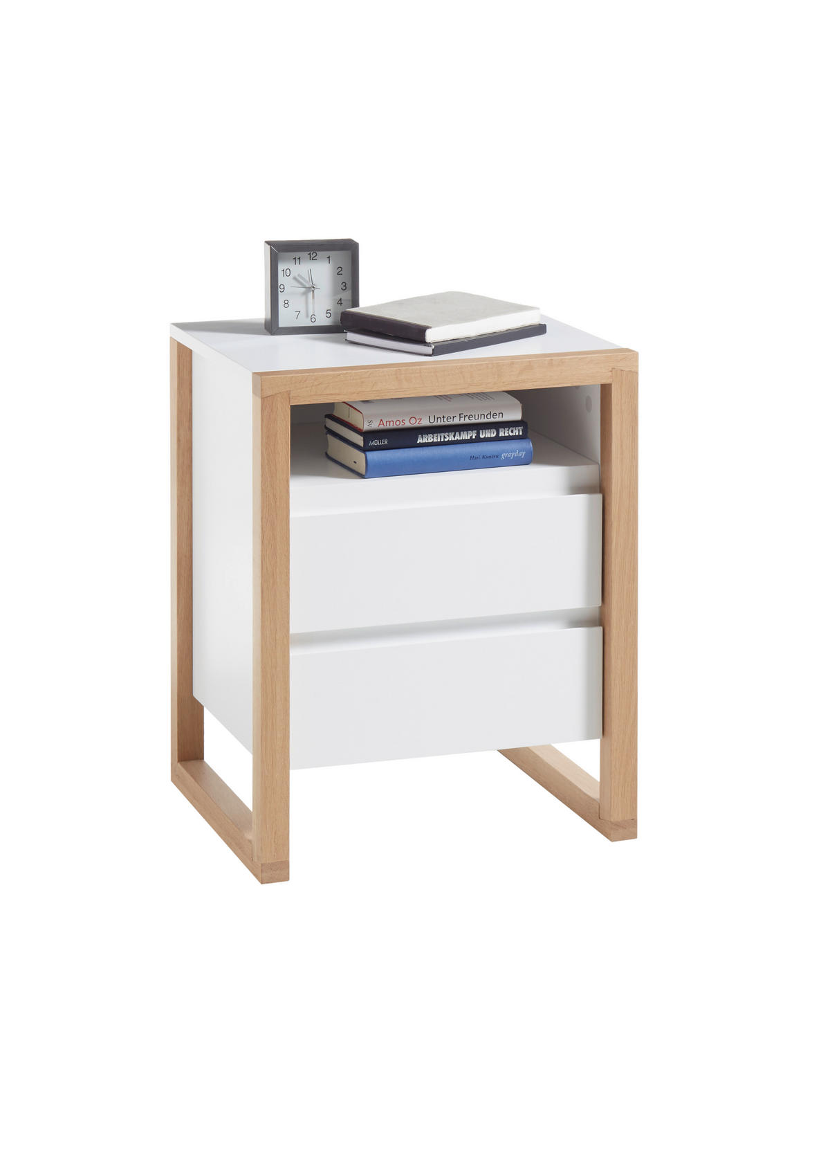 NACHTSCHRANK 48/60/40 cm Eiche massiv  - Eichefarben/Weiß, Basics, Holz (48/60/40cm)