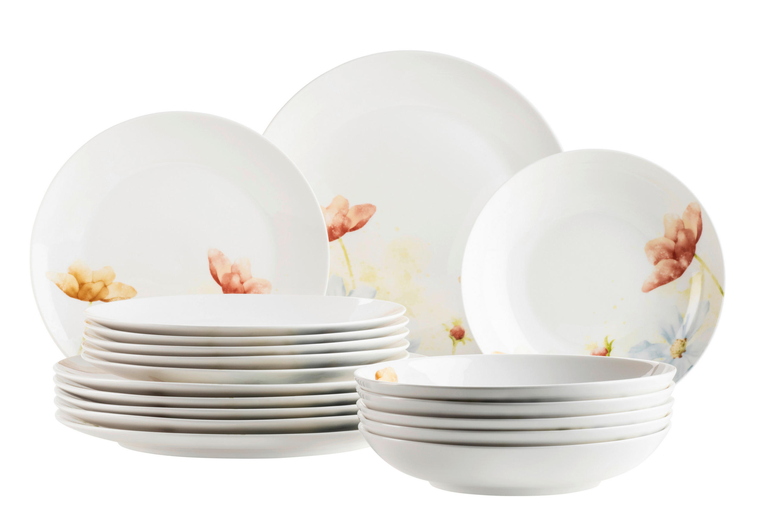 TAFELSERVICE Weiß AMAPOLA 18-teilig  - Weiß, Basics, Keramik - Mäser