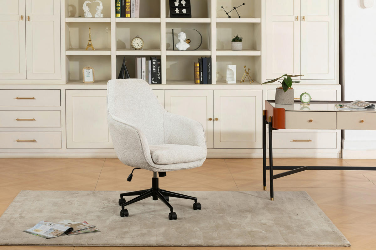 DREHSTUHL Bouclé Beige  - Beige/Schwarz, LIFESTYLE, Kunststoff/Textil (63/93-98/71cm) - Livetastic