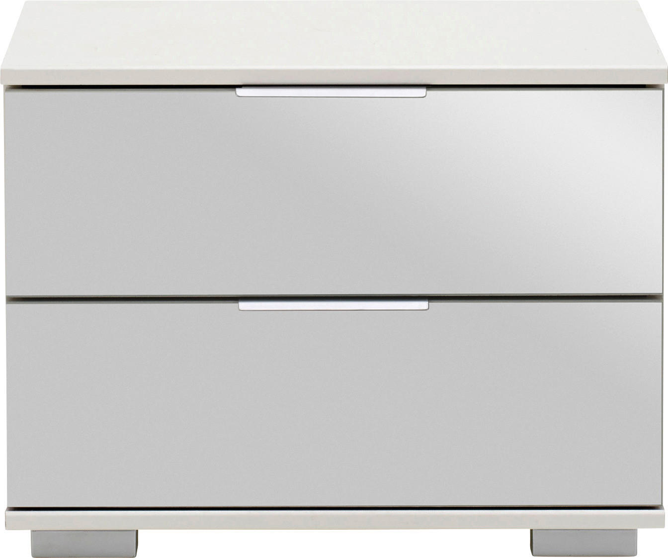 NACHTSCHRANK Weiß - Alufarben/Weiß, Design, Glas/Kunststoff (52/40/38cm) - Livetastic