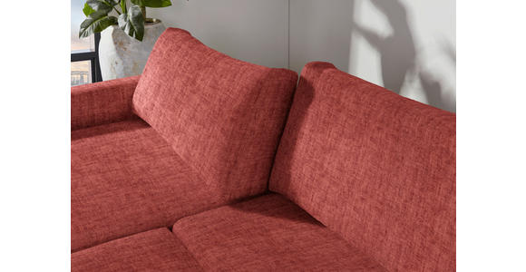 2,5-SITZER in Velours Rot - Rot/Schwarz, Design, Kunststoff/Textil (240/70/125cm) - Xora