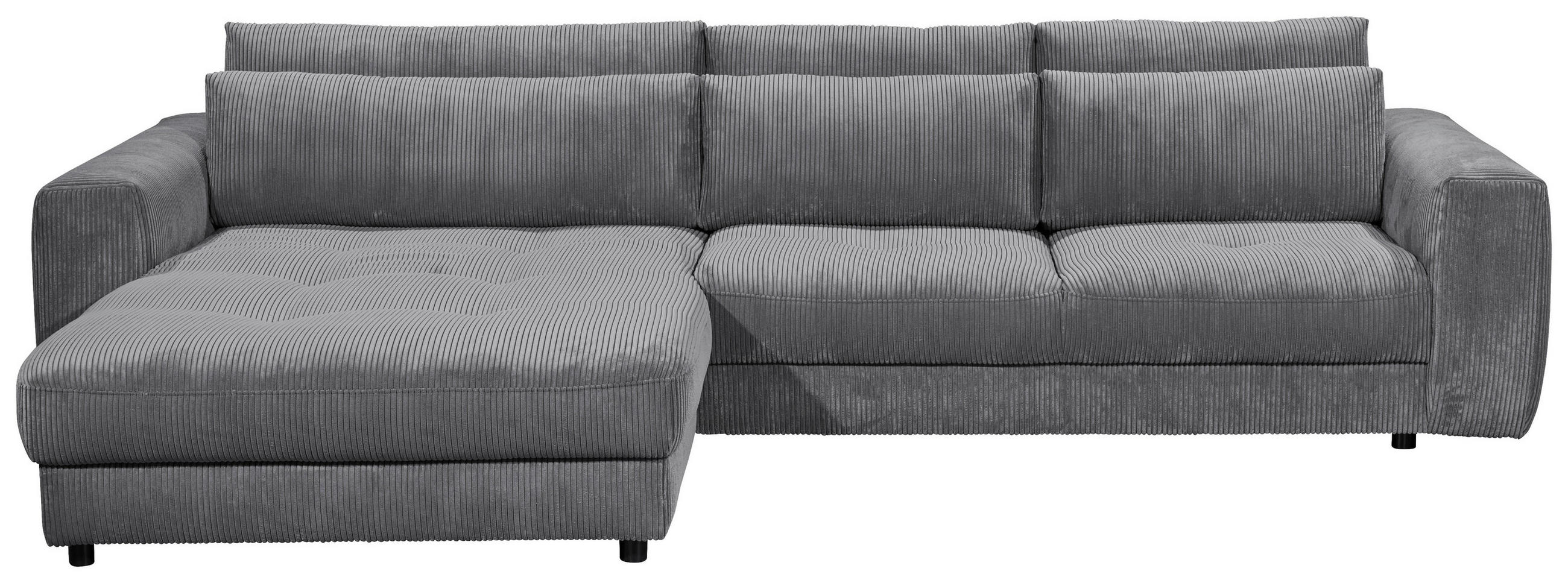 ECKSOFA Anthrazit Cord  - Anthrazit/Schwarz, KONVENTIONELL, Kunststoff/Textil (194/333cm) - MID.YOU