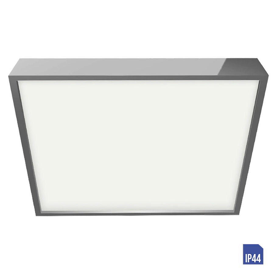 FÜRDŐSZOBAI MENNYEZETI LÁMPA - krómszínű/fehér, Basics, műanyag/fém (28/2,5/28cm)