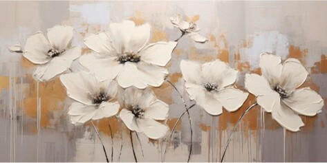 Euroart Metallbild White Flowers On Silver II Mehrfarbig 30x60x2 cm