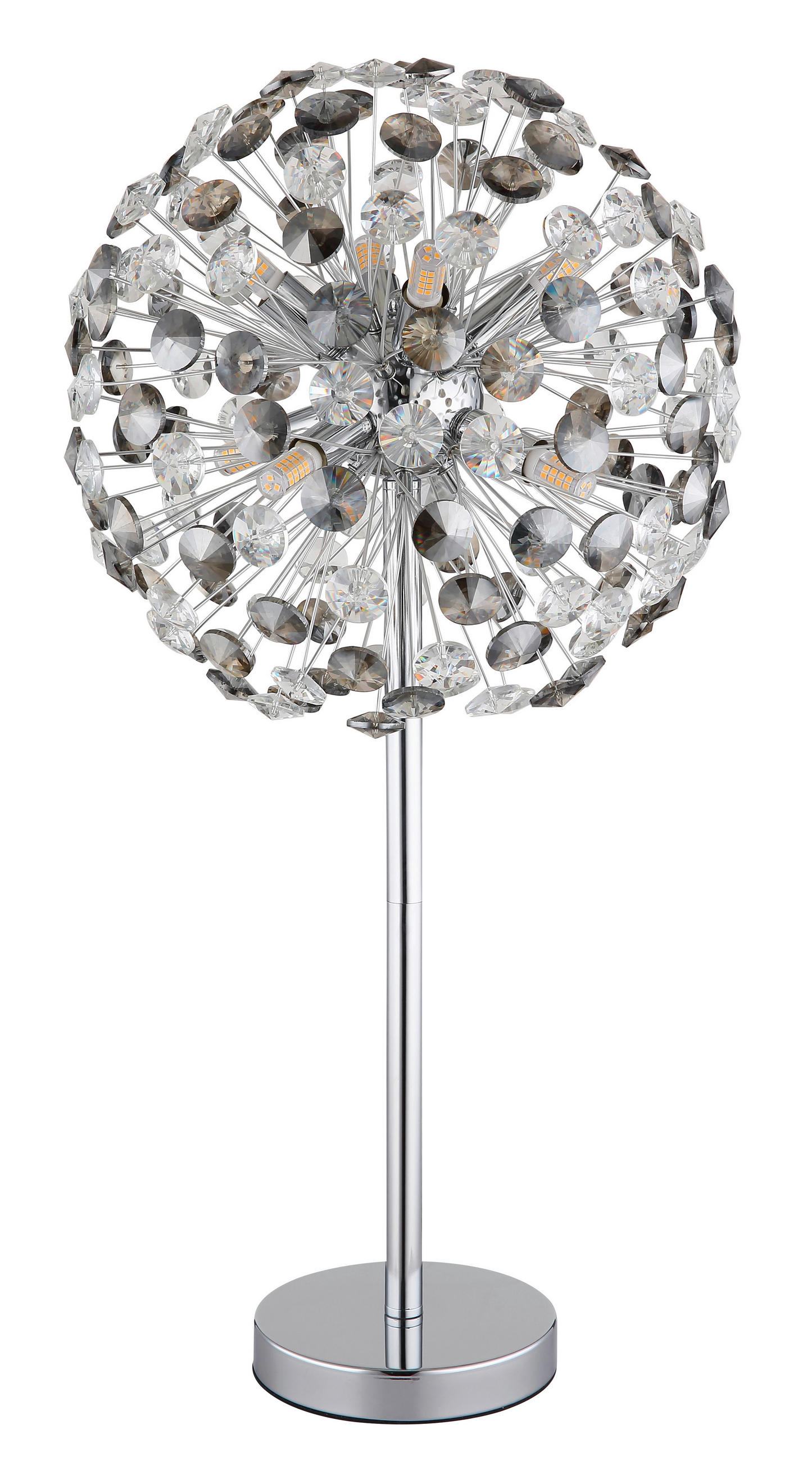 KŘIŠŤÁLOVÁ STOLNÍ LAMPA, 35/65 cm  - šedá/průhledné, Lifestyle, kov/plast (35/65cm) - Globo