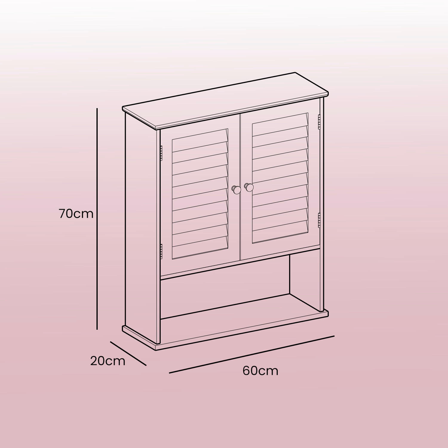 HÄNGESCHRANK 60/70/20 cm  - Silberfarben/Schwarz, Trend, Holzwerkstoff/Metall (60/70/20cm) - MID.YOU
