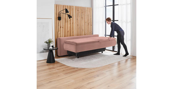 BOXSPRINGSOFA Flachgewebe Rosa  - Schwarz/Rosa, KONVENTIONELL, Textil/Metall (204/93/100cm) - Novel