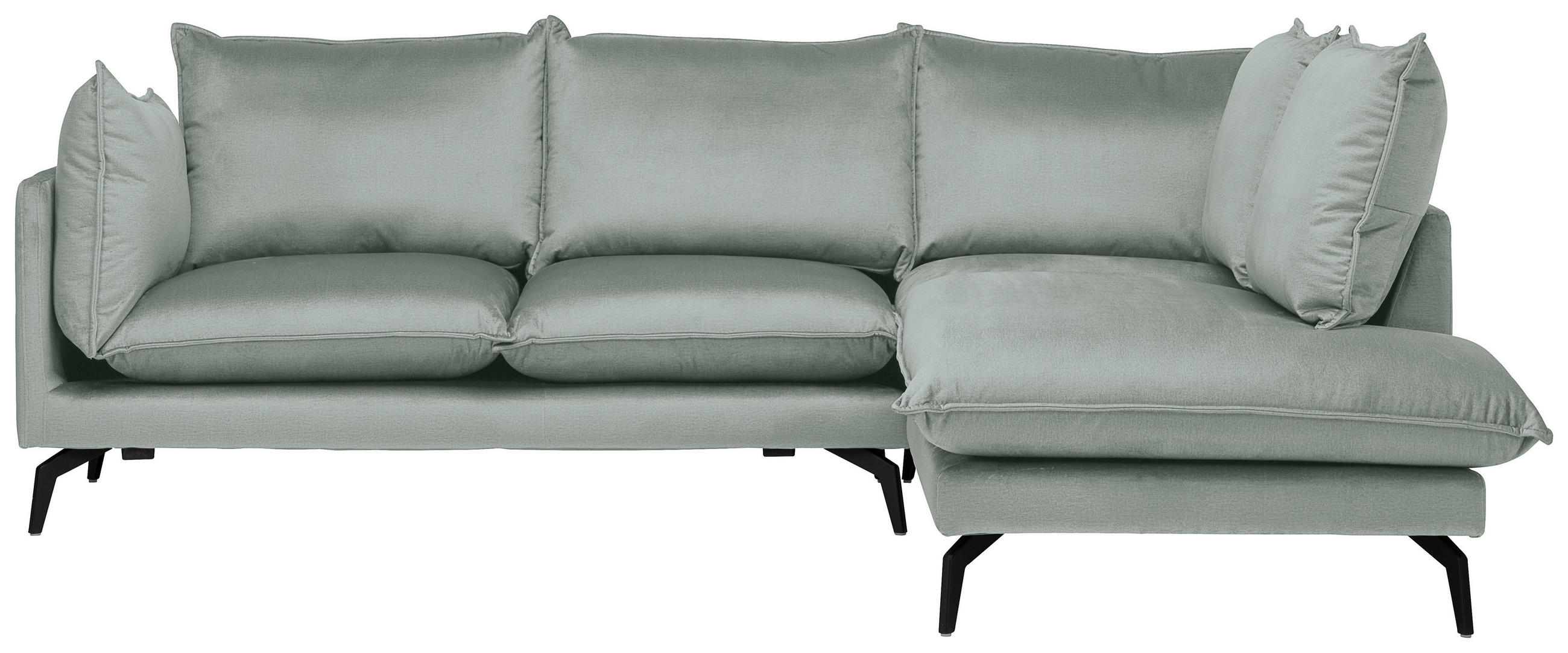 ECKSOFA Hellgrau Samt  - Hellgrau/Schwarz, Design, Textil/Metall (241/200cm) - Carryhome