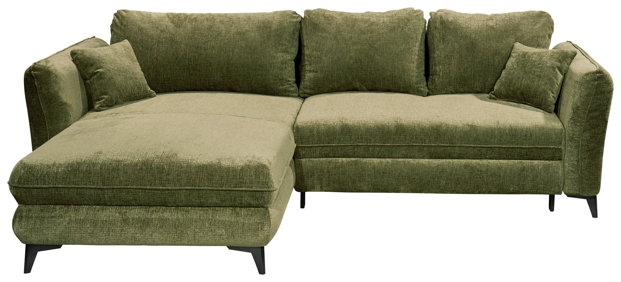 HÖRNBÄDDSOFFA 3-sits i chenille mörkgrön  - svart/mörkgrön, Basics, textil/plast (286/192cm) - Livetastic