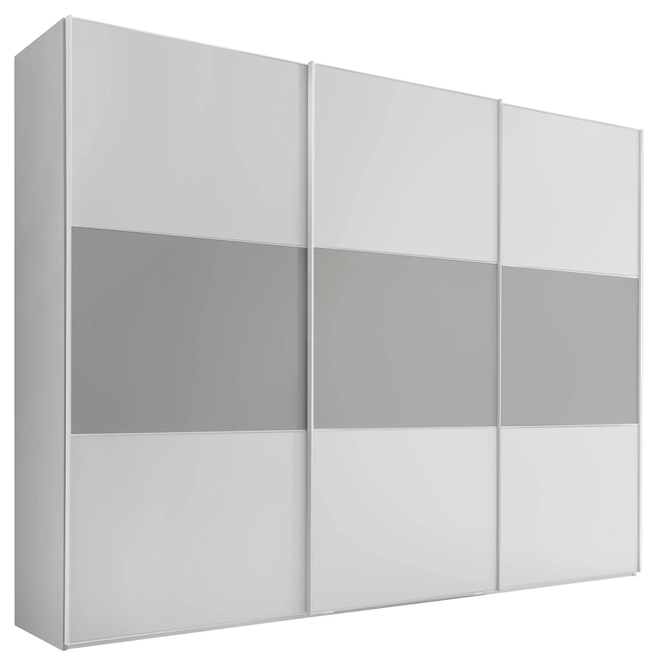SCHWEBETÜRENSCHRANK in Weiss, Hellgrau  - Weiss/Hellgrau, Holzwerkstoff/Metall (249/222/68cm) - Moderano