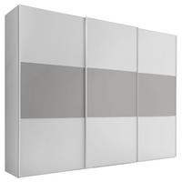 SCHWEBETÜRENSCHRANK in Weiss, Hellgrau  - Weiss/Hellgrau, Holzwerkstoff/Metall (249/222/68cm) - Moderano