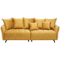 BIGSOFA Velours Gelb  - Gelb/Schwarz, Design, Textil/Metall (226/91/103cm) - Carryhome