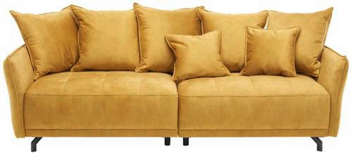 BIGSOFA Velours Gelb  - Gelb/Schwarz, Design, Textil/Metall (226/91/103cm) - Carryhome