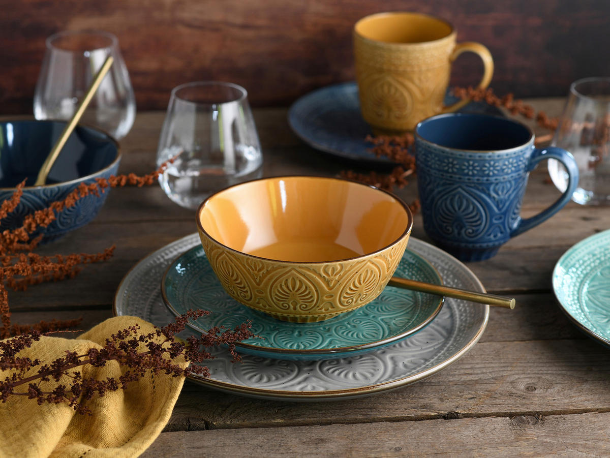 KOMBISERVICE 16-teilig  - Smaragdgrün/Gelb, LIFESTYLE, Keramik (33/30/32cm) - Creatable