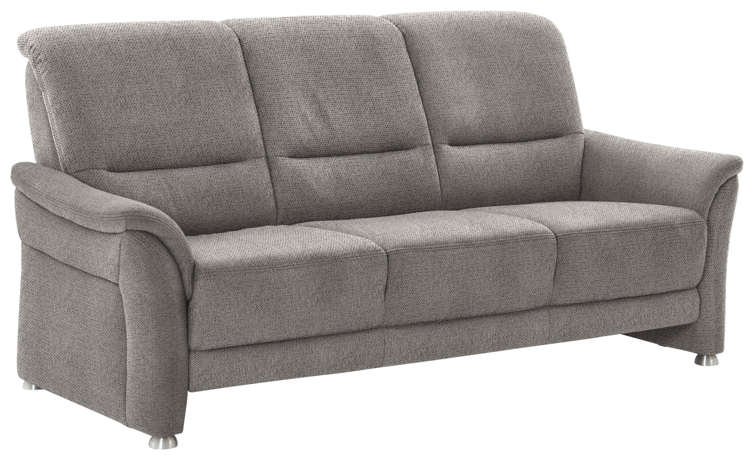 3-SITZER-SOFA Flachgewebe Graubraun  - Graubraun/Alufarben, Konventionell, Textil/Metall (198/96/93cm) - Beldomo Premium