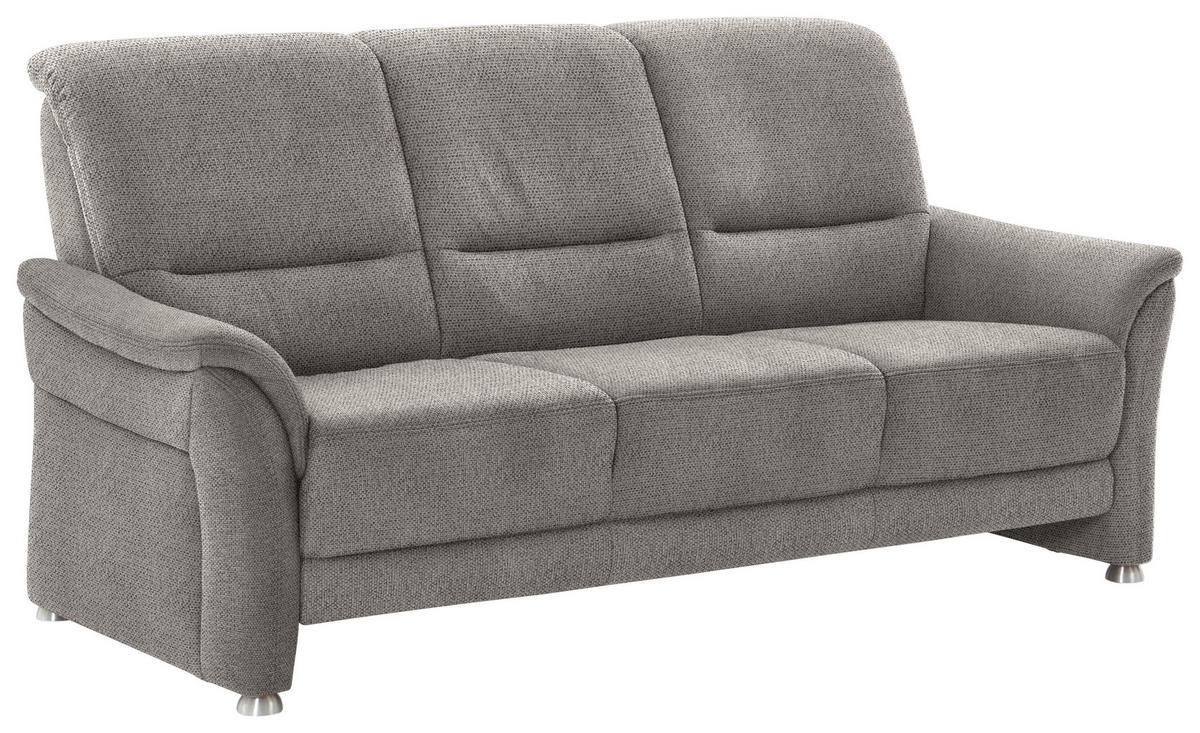 SITZGARNITUR Flachgewebe Graubraun  - Graubraun/Alufarben, Konventionell, Textil/Metall (198/172/96/93cm) - Beldomo Premium