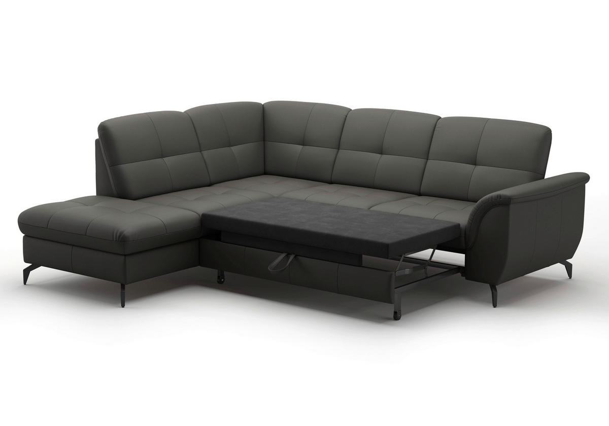 ECKSOFA in Vliesstoff Kombination Echtleder/Stoff Anthrazit  212/244 cm  - Anthrazit/Schwarz, MODERN, Leder/Textil (212/244cm) - Sit & More