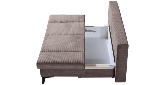 SCHLAFSOFA Cord Taupe  inkl. Bettkasten, Schlaffunktion, Armteilverstellung  - Taupe/Schwarz, Design, Textil/Metall (200/85/90cm) - Novel