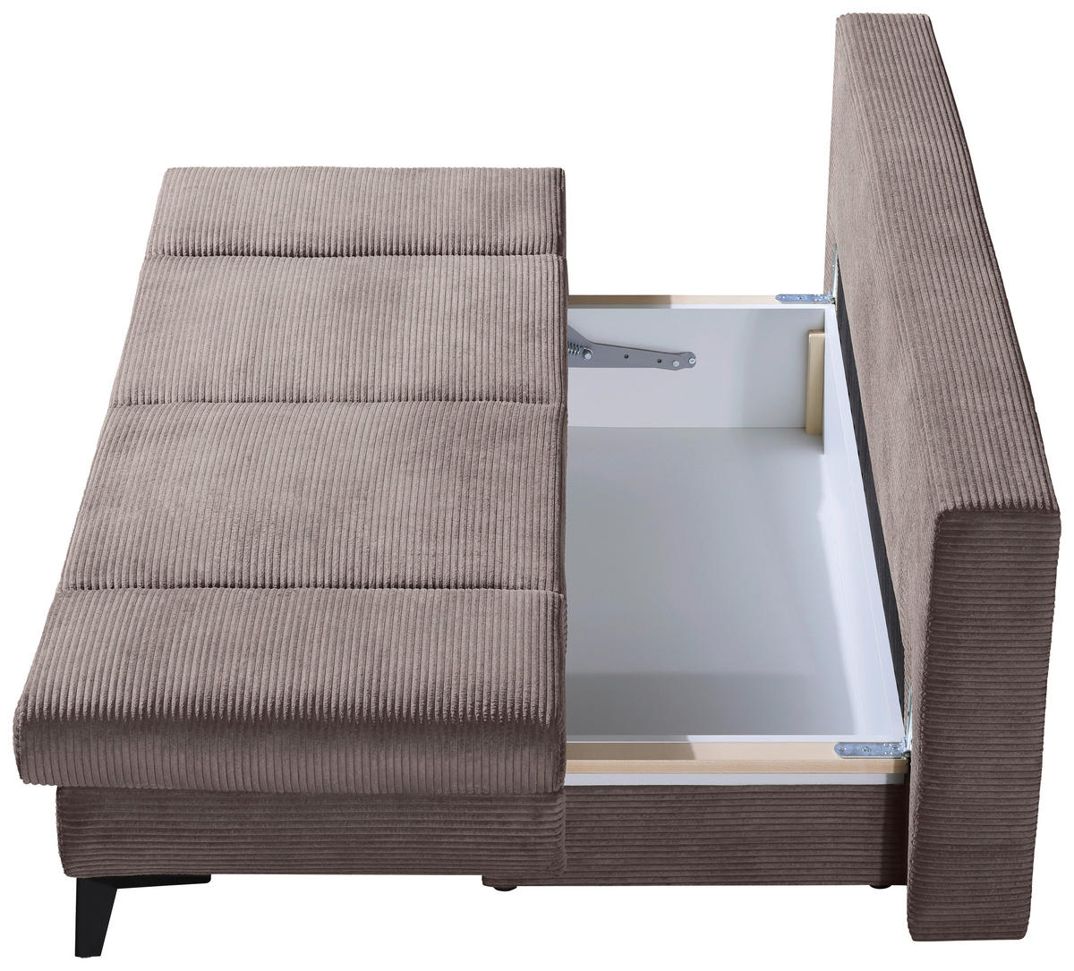 SCHLAFSOFA Cord Taupe  inkl. Bettkasten, Schlaffunktion, Armteilverstellung  - Taupe/Schwarz, Design, Textil/Metall (200/85/90cm) - Novel