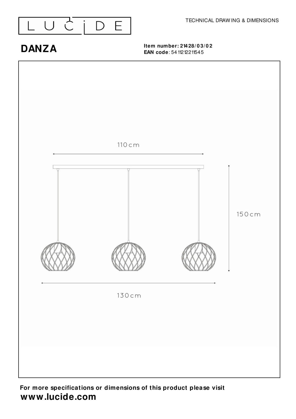 PENDELLEUCHTE 130/25/150 cm    - Design (130/25/150cm) - Lucide