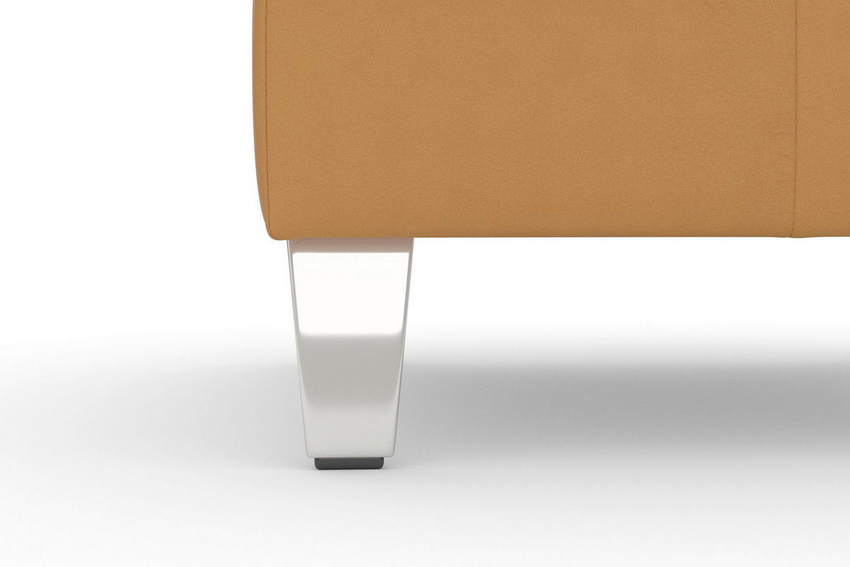 HOCKER ARNGAST E Echtleder Currygelb  - Chromfarben/Currygelb, Basics, Leder/Metall (58/48/58cm) - Sit & More