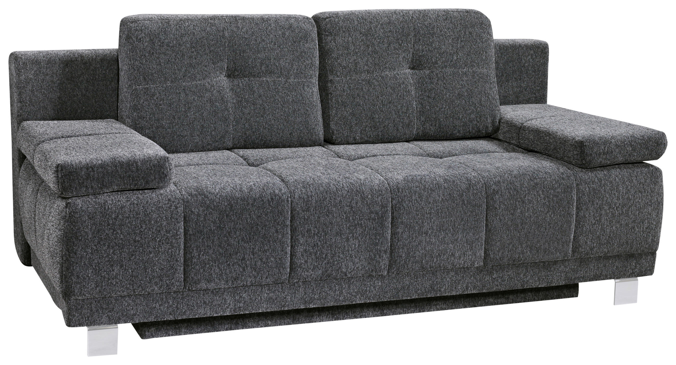 BOXSPRING KANAPÉ textil antracit  - króm/antracit, Modern, textil/fém (202/92/104cm) - Novel
