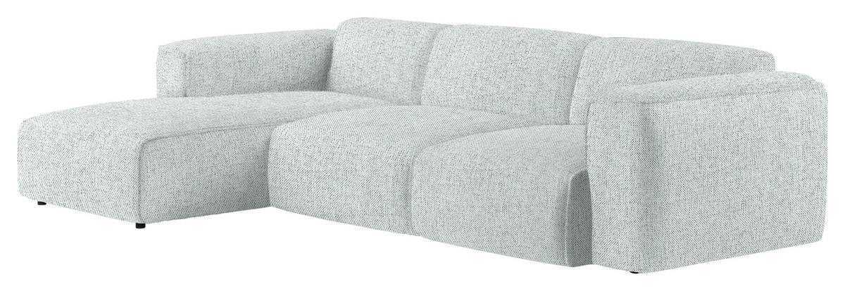 ECKSOFA Hellgrau Webstoff Rücken echt  - Hellgrau/Schwarz, Design, Kunststoff/Textil (171/290cm) - home24