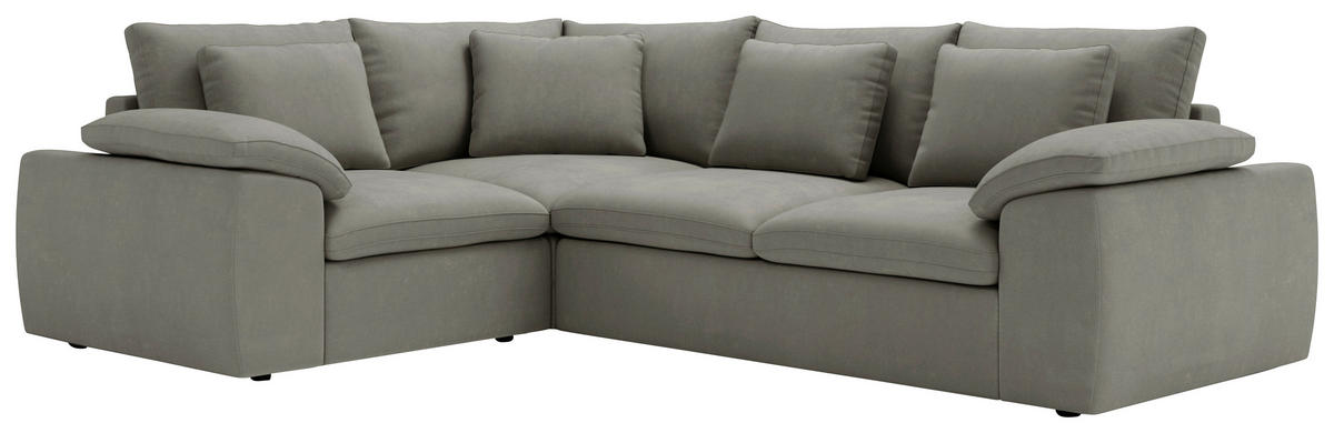 ECKSOFA Chenille Grau  - Schwarz/Grau, Design, Kunststoff/Textil (216/289cm) - Livetastic