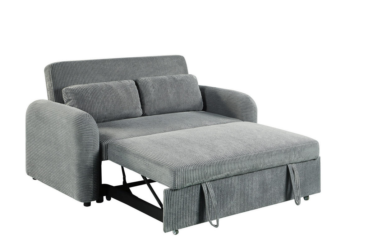 SCHLAFSOFA Cord Dunkelgrau  - Dunkelgrau/Schwarz, Design, Kunststoff/Textil (150/86/90cm) - MID.YOU