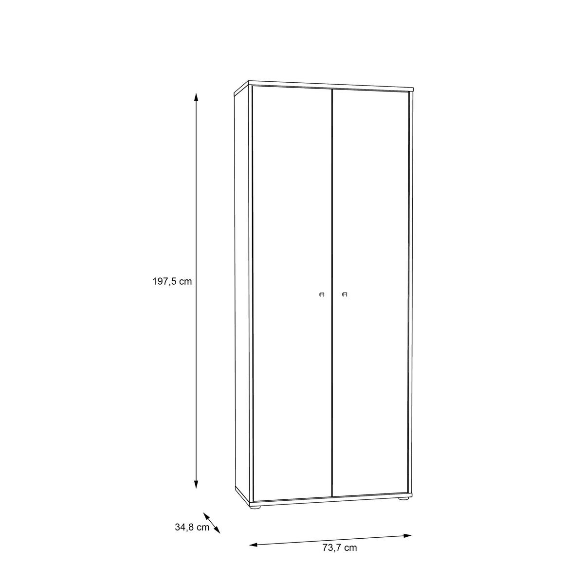 DREHTÜRENSCHRANK in Sonoma Eiche  - Alufarben/Sonoma Eiche, Design, Holzwerkstoff/Kunststoff (73,7/197,5/34,8cm)