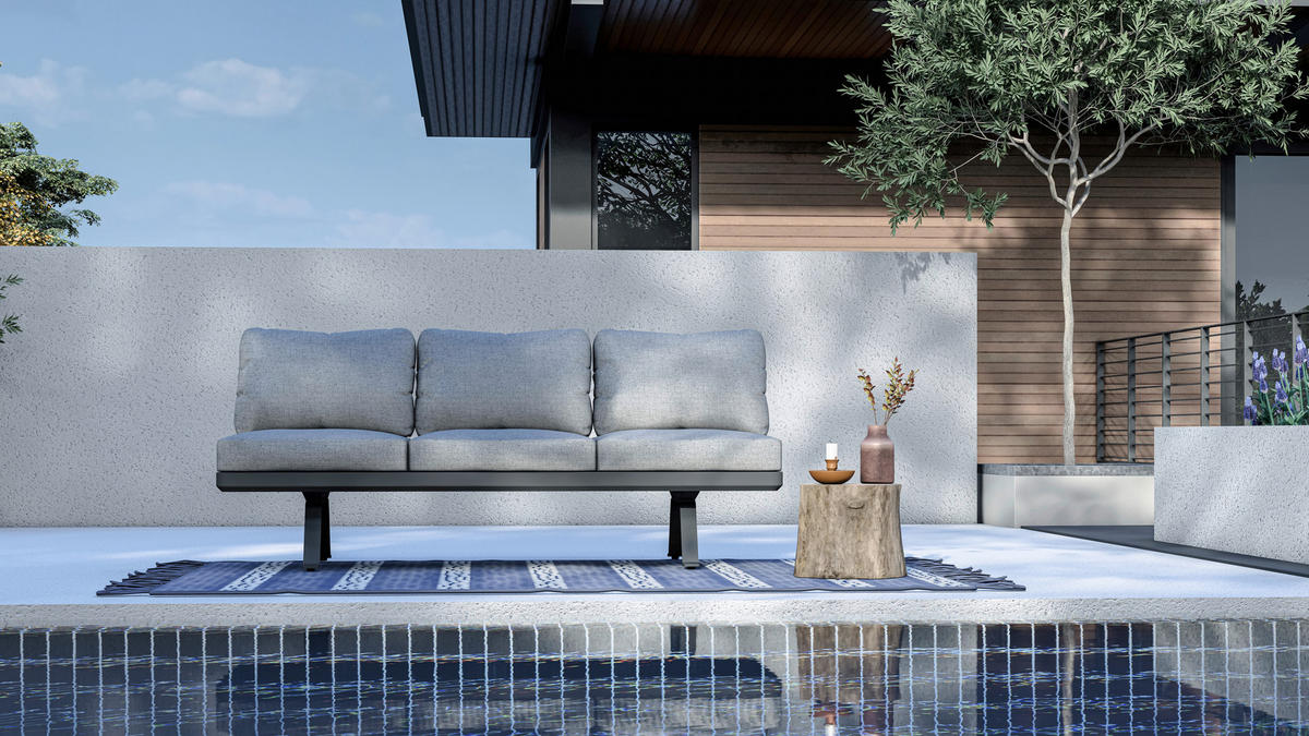 LOUNGESOFA 207/78/70 cm Aluminium, Edelstahl  - Anthrazit/Graphitfarben, Design, Textil/Metall (207/78/70cm) - Zebra 