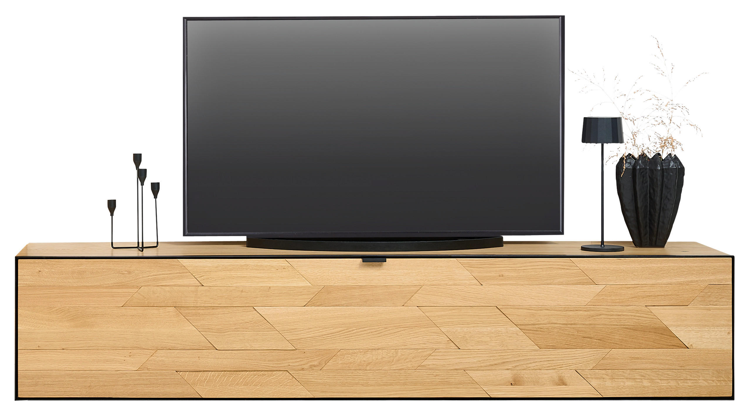 NÍZKA KOMODA, divoký dub, čierna, divoký dub, 180/35,2/42 cm - čierna/divoký dub, Natur, kov/drevo (180/35,2/42cm) - Linea Natura