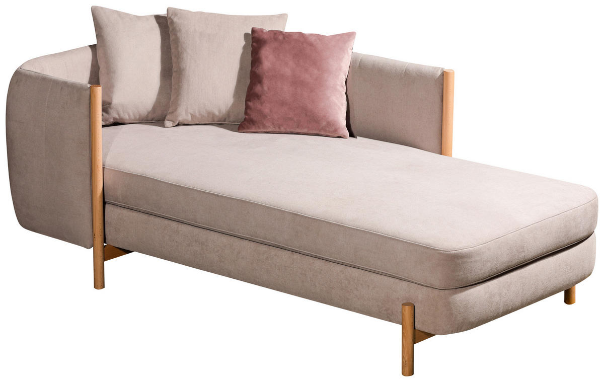 RÉCAMIERE in Plüsch Greige  - Greige/Naturfarben, Design, Holz/Textil (216/90/109cm) - Lomoco