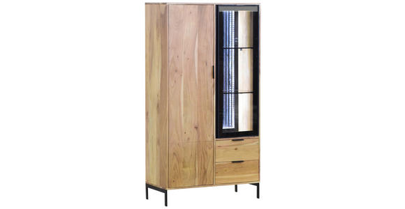 HIGHBOARD  in 85/160/40 cm  - Schwarz/Akaziefarben, LIFESTYLE, Glas/Holz (85/160/40cm) - Landscape