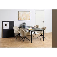 STOL MED ARMSTÖD  360° vridbar sits vävt tyg  - beige/svart, Design, metall/textil (58/84,5/54,5cm) - MID.YOU