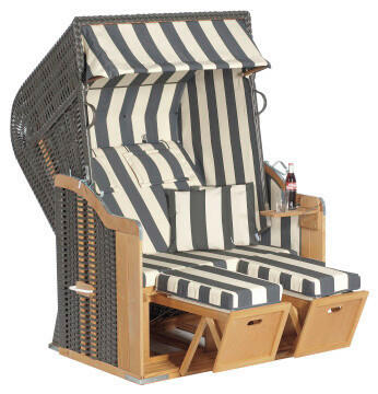 STRANDKORB Anthrazit, Braun, Beige  - Anthrazit/Beige, Basics, Holz/Kunststoff (125/160/90cm)