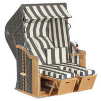 STRANDKORB Anthrazit, Braun, Beige  - Anthrazit/Beige, Basics, Holz/Kunststoff (125/160/90cm)