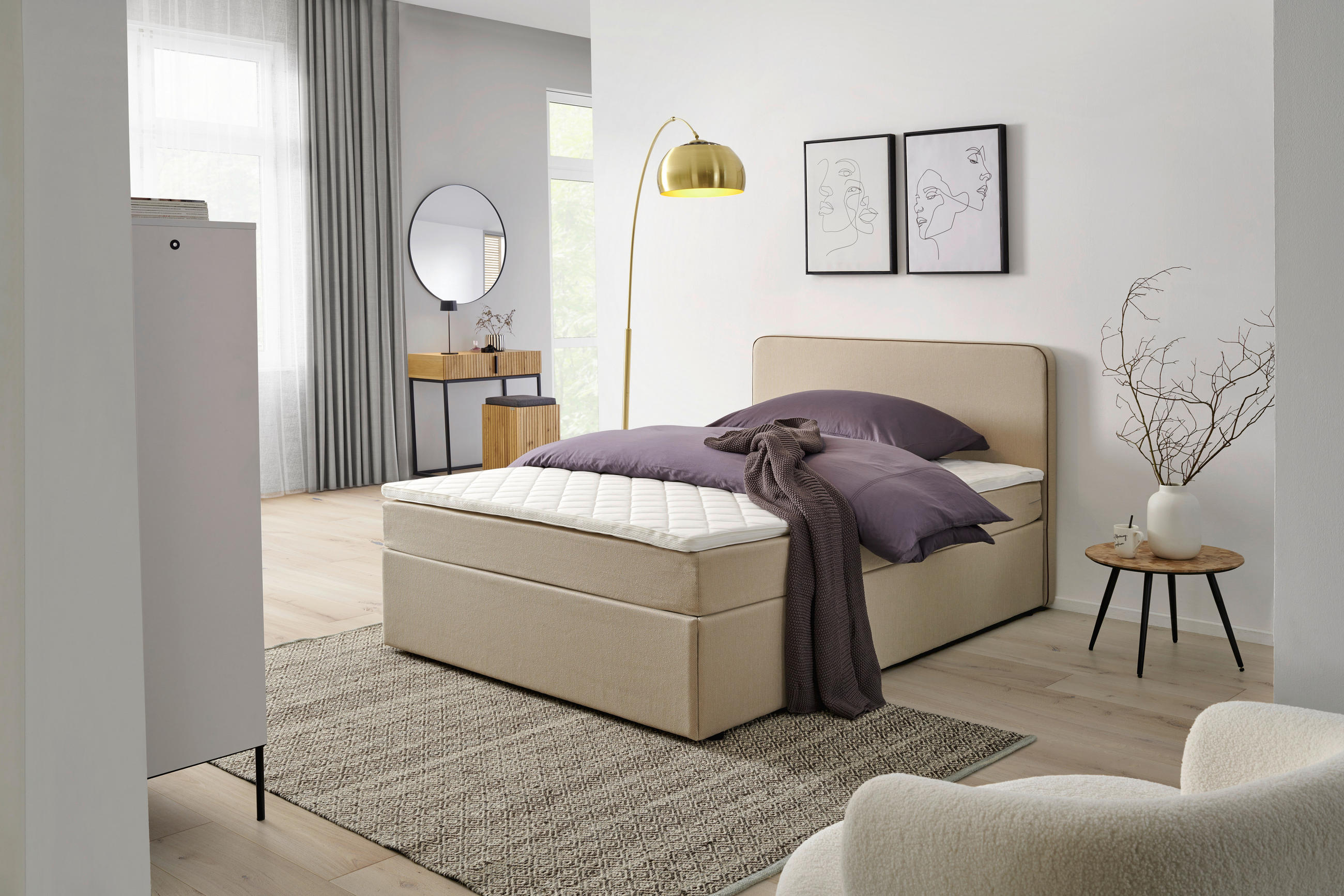 PAT TIP BOXSPRING, 120/200 cm, bej