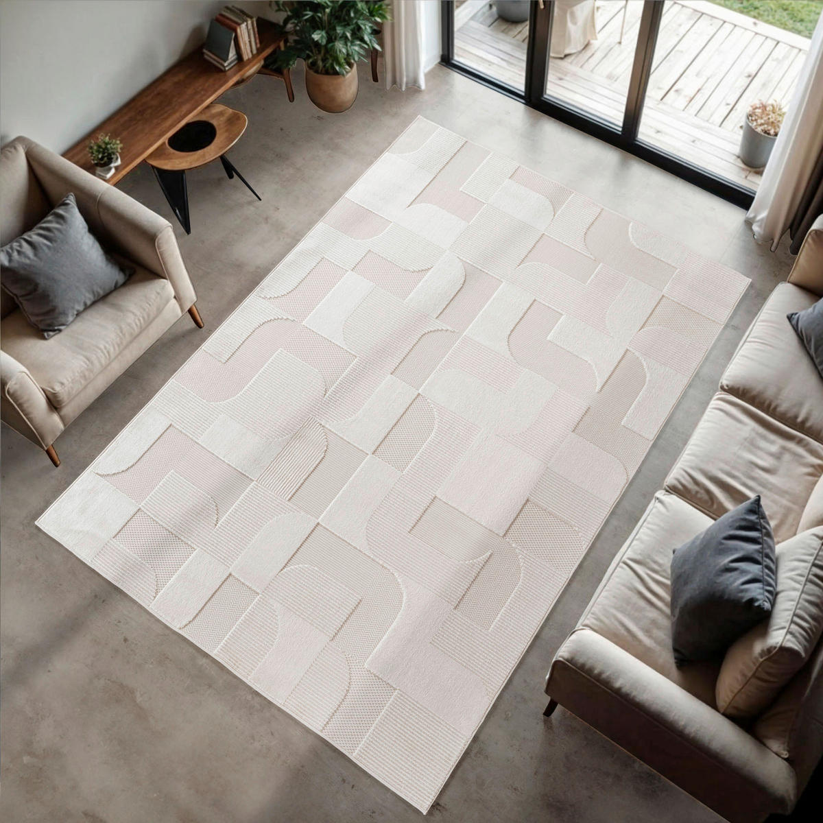 FLACHWEBETEPPICH 200/290 cm Doha Creme  - Creme, Design, Textil (200/290cm)