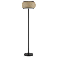 LED-STEHLEUCHTE 38/146,1 cm    - Schwarz/Naturfarben, Design, Holz/Kunststoff (38/146,1cm) - Globo