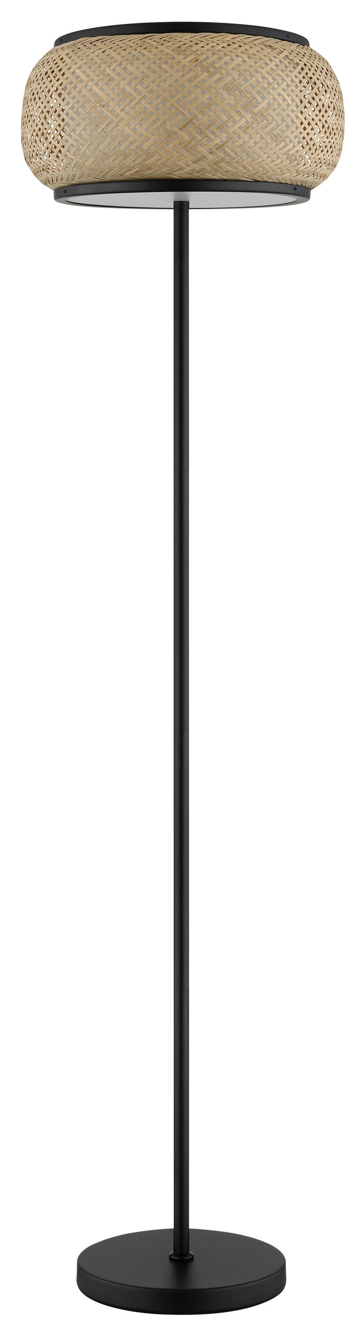 LED-STEHLEUCHTE 38/146,1 cm    - Schwarz/Naturfarben, Design, Holz/Kunststoff (38/146,1cm) - Globo