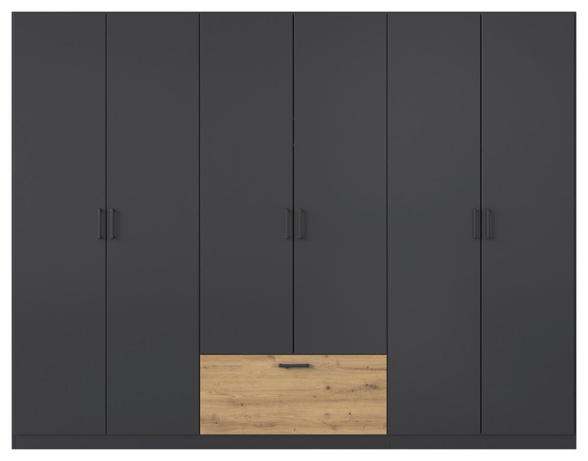 KLEIDERSCHRANK in Grau, Eiche Artisan  - Eiche Artisan/Grau, Basics, Holzwerkstoff/Metall (271/210/54cm) - Boxxx