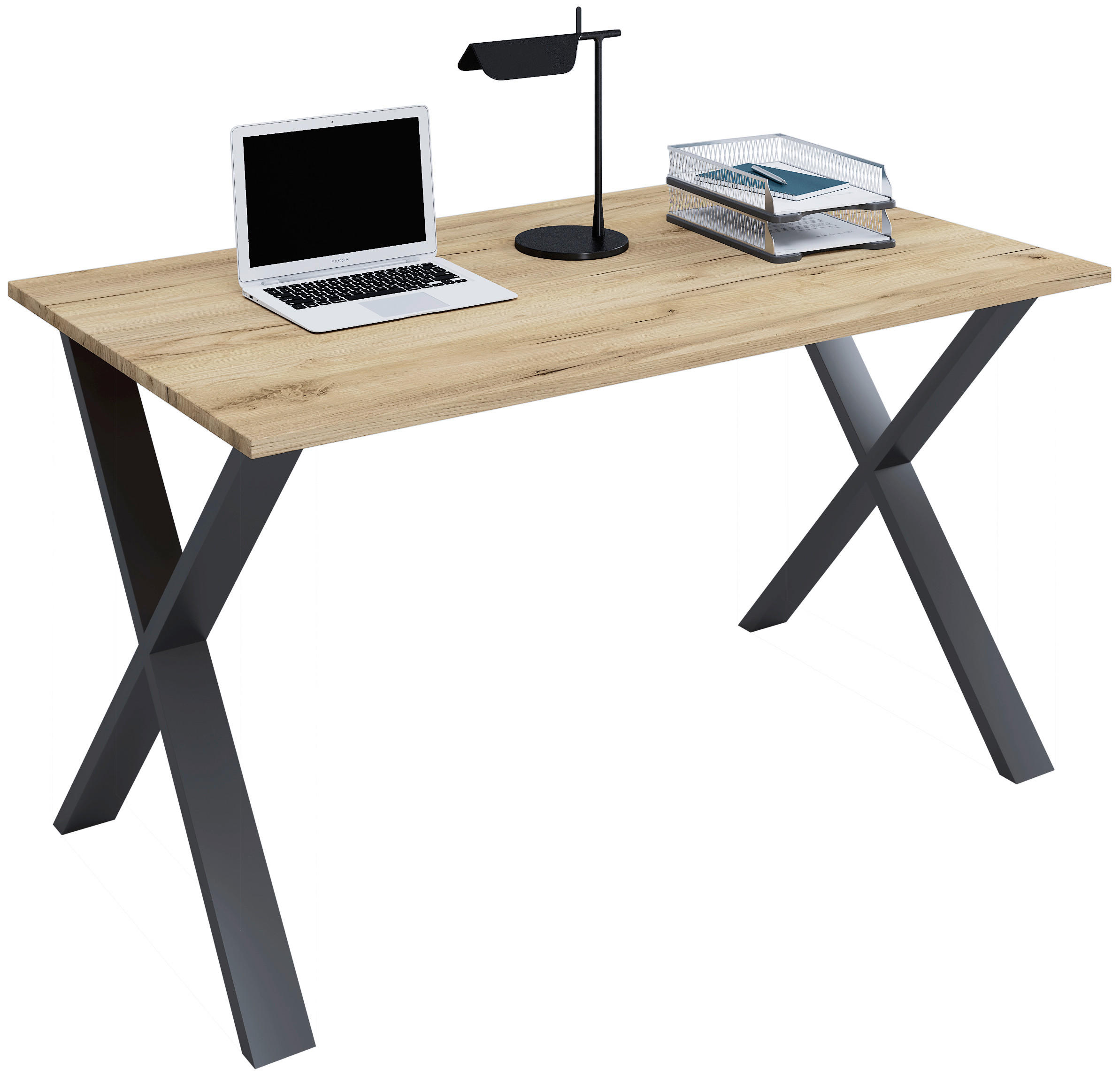 SCHREIBTISCH  in Schwarz, Honigeiche  - Honigeiche/Schwarz, Design, Holzwerkstoff/Metall (140/76/80cm) - MID.YOU